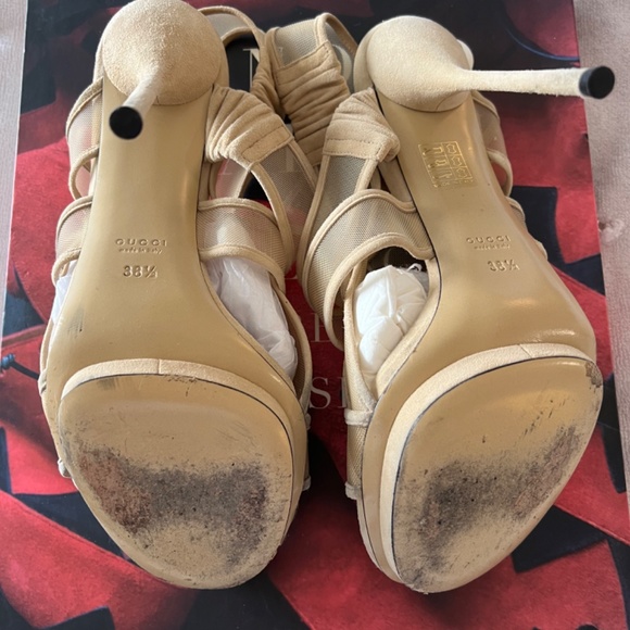 Gucci Suede Mesh Sandals 38.5 - Picture 4 of 4